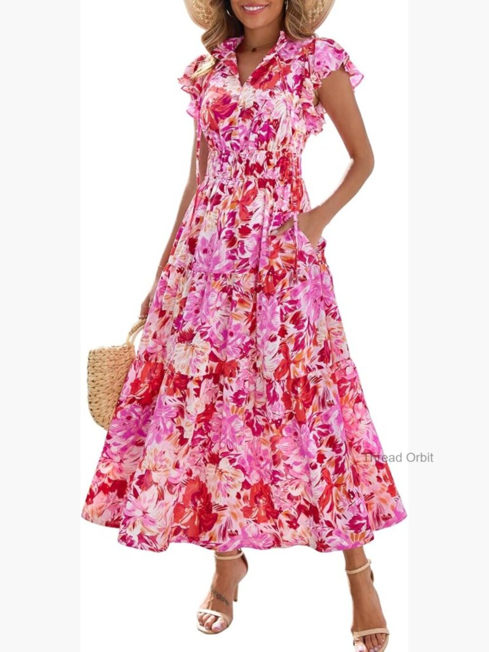 Women's Flowy Boho Maxi Dress with Pockets